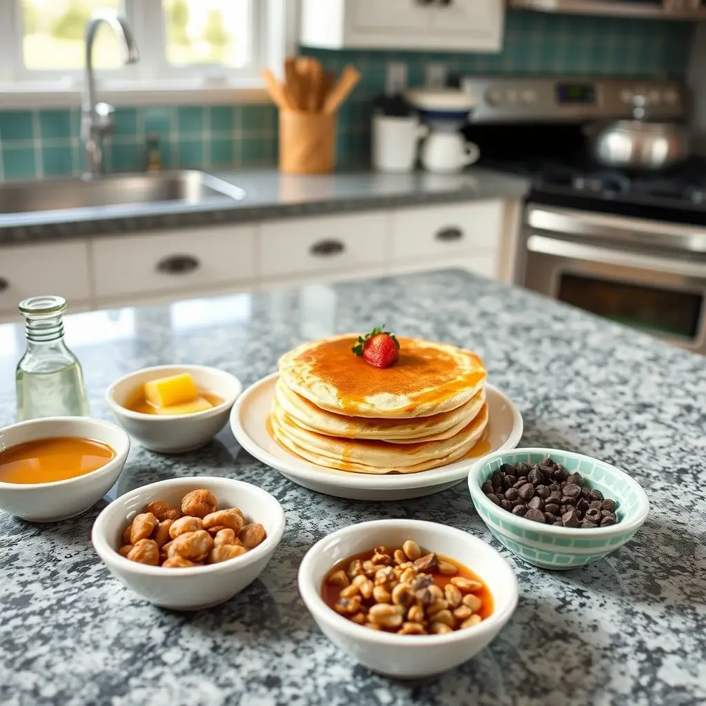 A variety of toppings for customizing eggless pancakes.