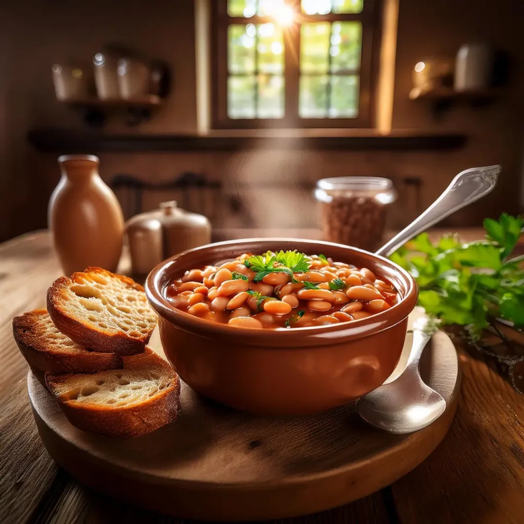 Warm Baked Beans with Fresh Garnish